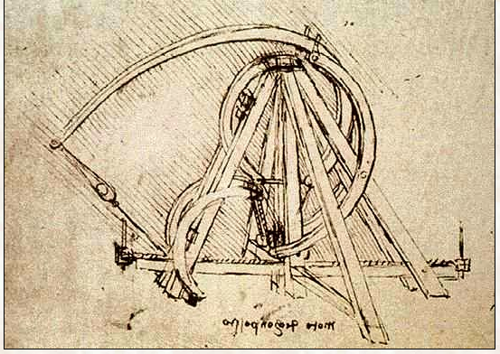 A Leonardo catapult, circa 1500